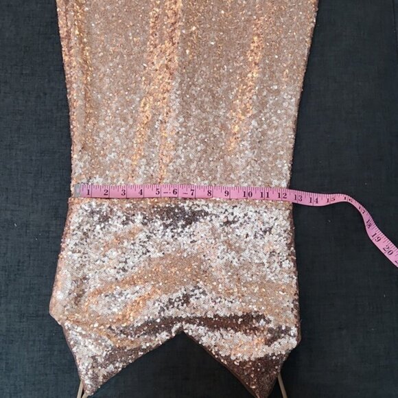 Jenny Yoo "Jules" Rose Gold Sequin Maxi Gown Sz4 - Picture 8 of 13